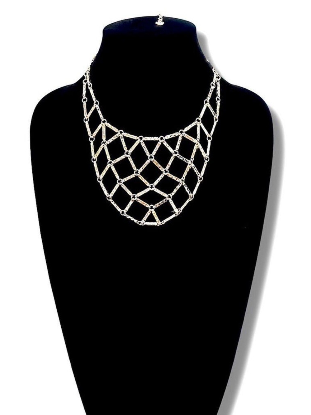 PREMIER Geometric Silver Contemporary Boardwalk Lightweight Bib Necklace​